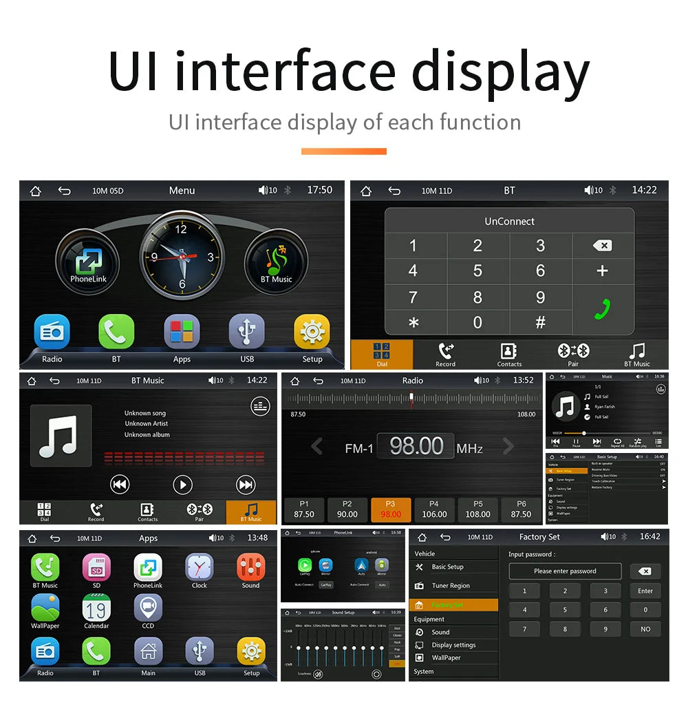 BQCC 7” Portable Wireless CarPlay & Android Auto MP5 Car Playe