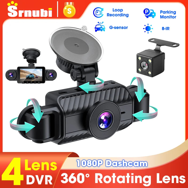 srnubi 4K Dual Dash Cam – Front & Rear Car DVR with Touch Screen, Night Vision & Parking Monitor