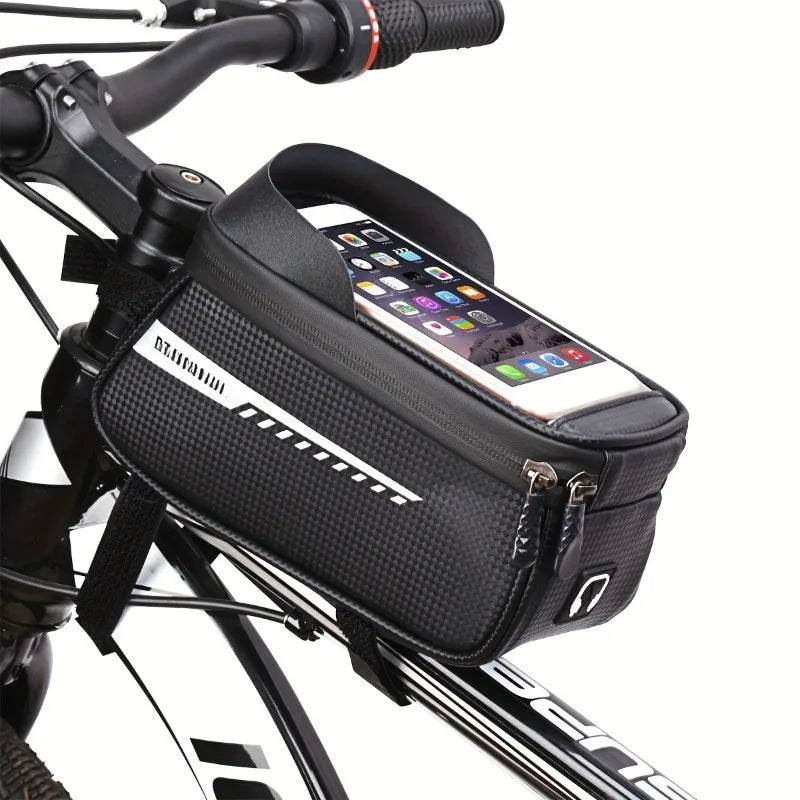 Rainproof Bicycle Phone Holder Bag – Touchscreen Top Tube Bike Storage Pouch