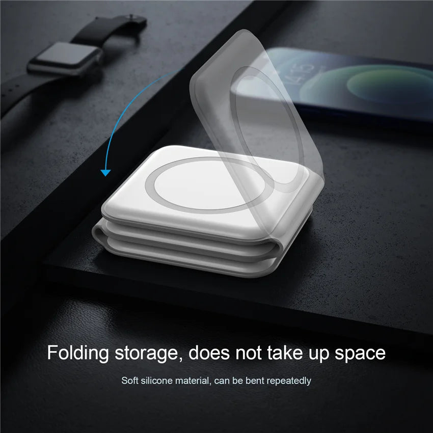 VIKEFON 3-in-1 Magnetic Wireless Charger 15W | Foldable Fast Charging Stand for iPhone, Apple Watch & AirPods