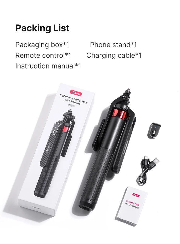 Ulanzi 1.8M Smartphone Selfie Stick Tripod – Bluetooth Remote & 360° Head