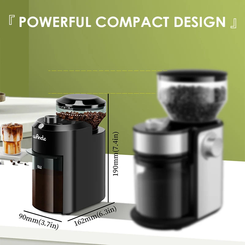 KIRAINAFLY Professional Electric Burr Coffee Grinder – 28-Level Flat Burr, 2–12 Cup Control