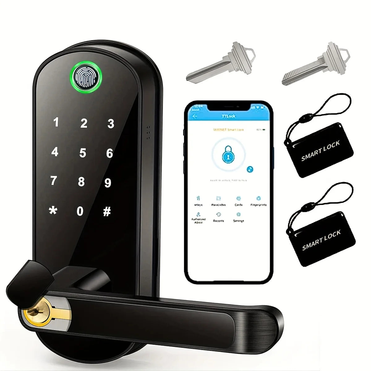 L.AOL.AU B05 Smart Fingerprint Door Lock – WiFi App, NFC & IP67 Waterproof