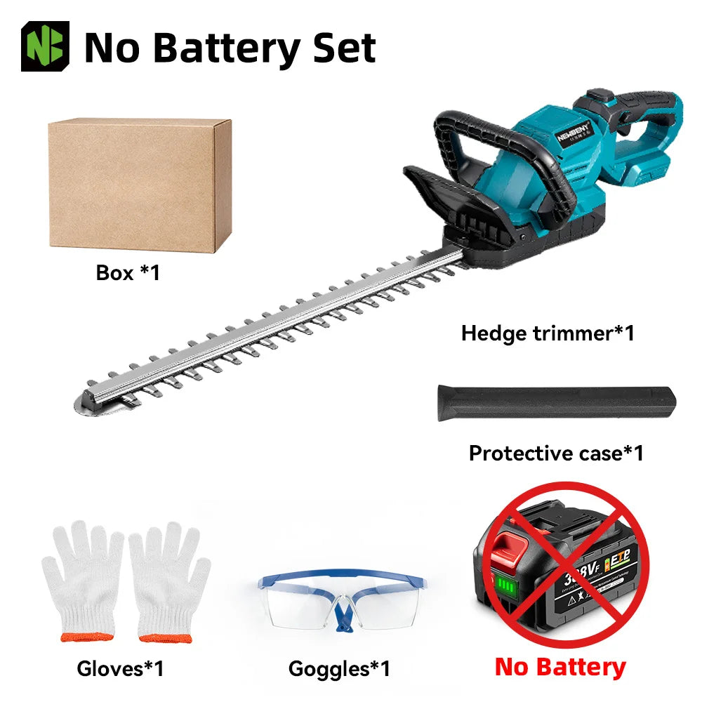 NewBeny Cordless Hedge Trimmer 18-21V – 530mm Dual Blade, 3000RPM Electric Trimmer (No Battery)
