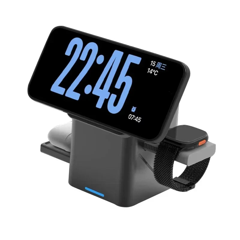 3-in-1 Automatic Magnetic Wireless Charging Stand – iPhone, Watch & AirPods