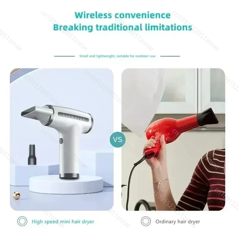 CHUBAN 4-in-1 Wireless Hair Dryer – USB Rechargeable Ionic Travel Blower