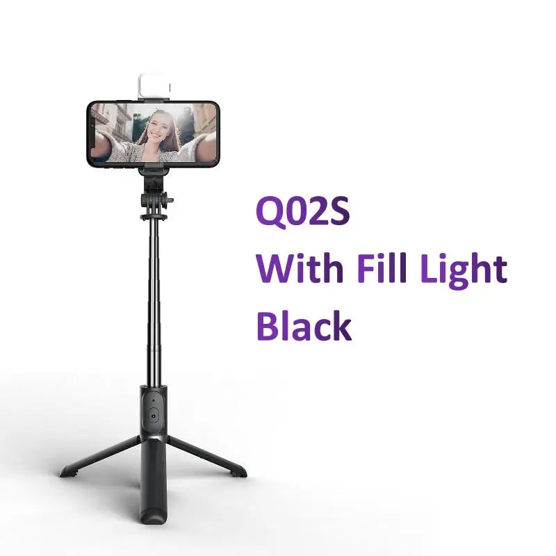 Stainless Steel Bluetooth Selfie Stick Tripod for Smartphones (Q02s)