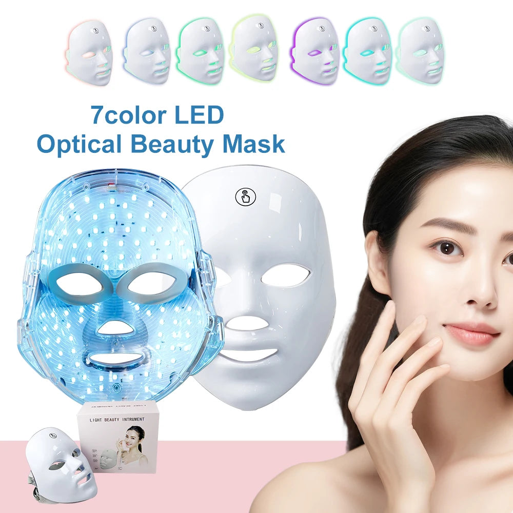 Portable LED Facial Mask with 7 Light Modes – USB Powered Skin Rejuvenation Device
