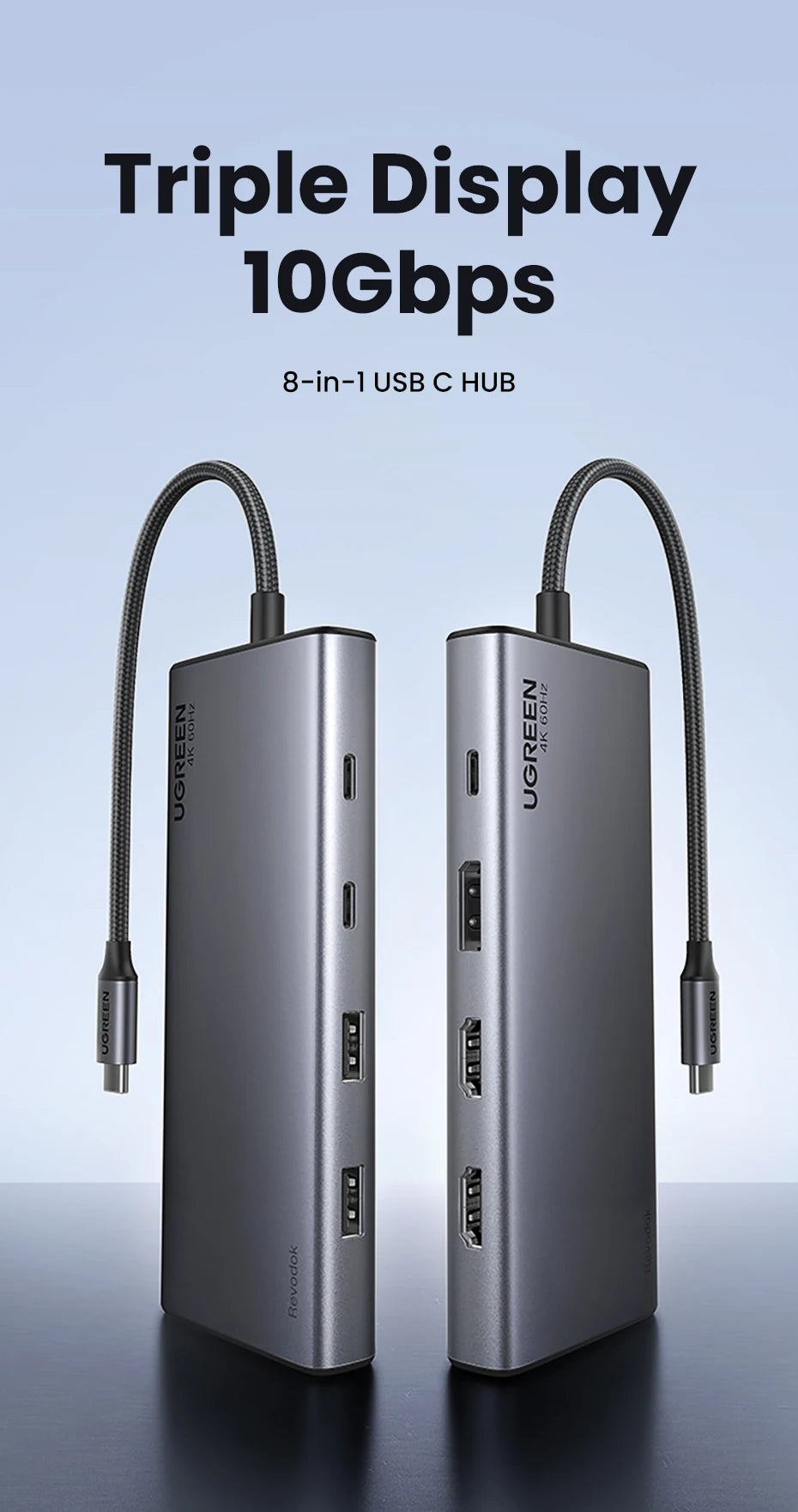 8-in-1 USB-C Docking Station – Triple 4K Display, 100W PD, 10Gbps Hub