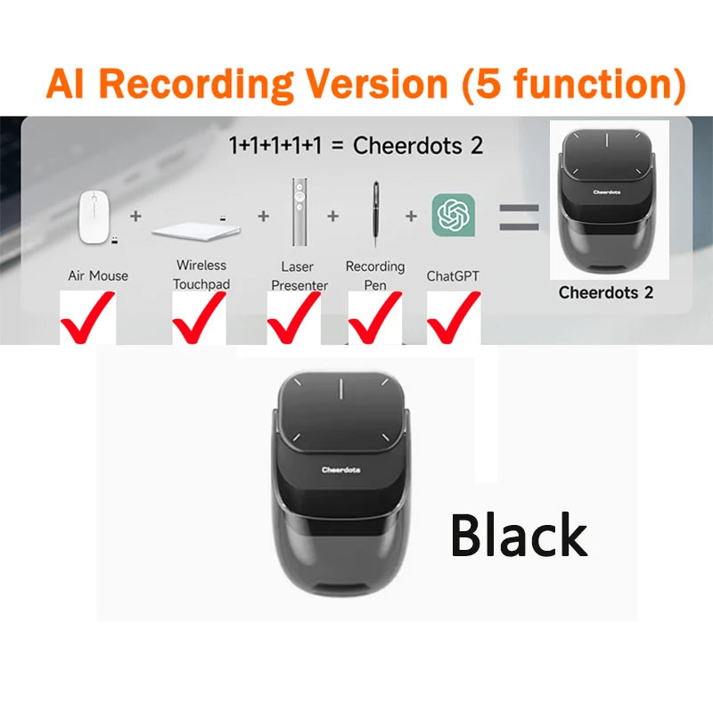 Ostar Yeah Cheerdots 2 AI Air Mouse – Bluetooth Wireless Presentation Remote with AI Recording & ChatGPT