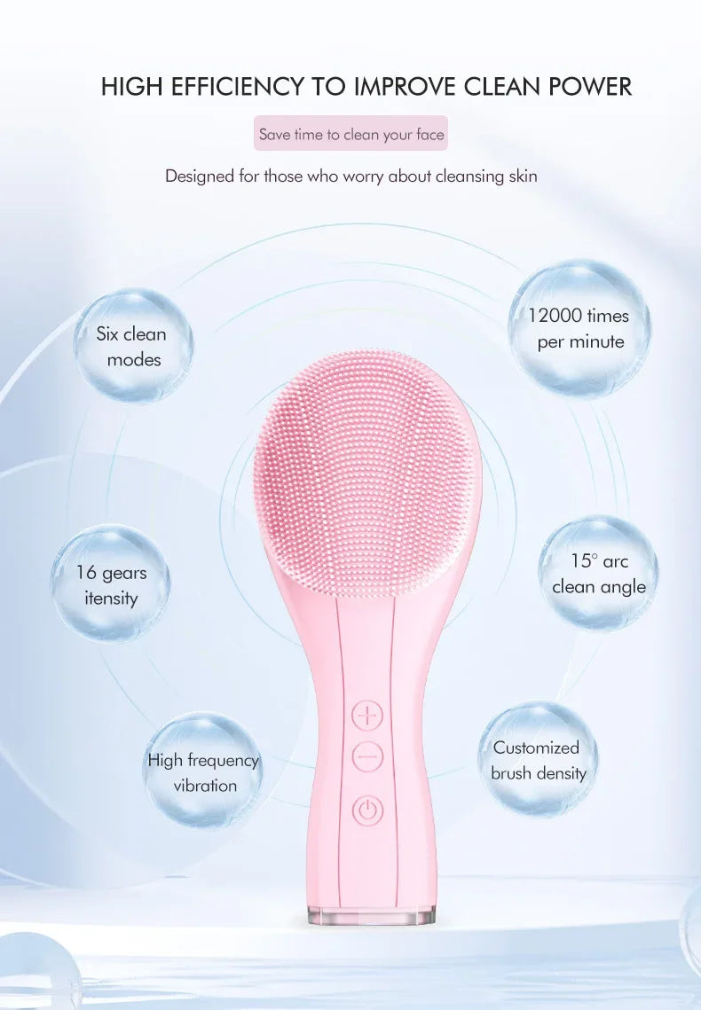 Windaily Rechargeable Silicone Facial Cleansing Brush – IPX7 Waterproof Deep Clean Vibration Tool