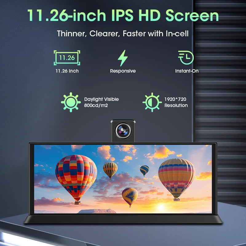 Jansite 10.26"/11.26" Wireless Apple CarPlay & Android Auto Screen with 4K Dash Cam Support