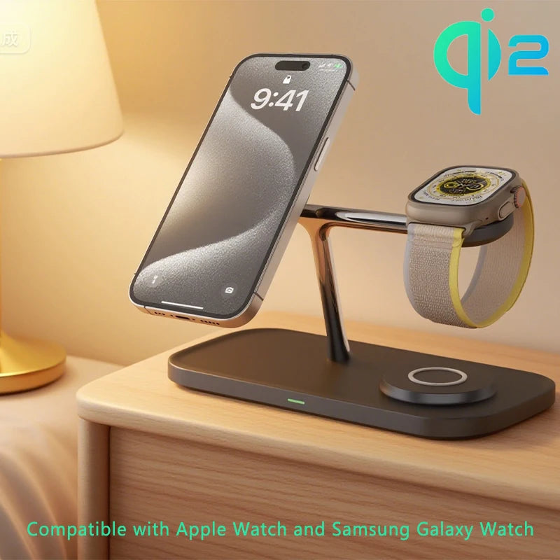 Qi-Certified 15W Magnetic Wireless Charging Station – Apple Devices