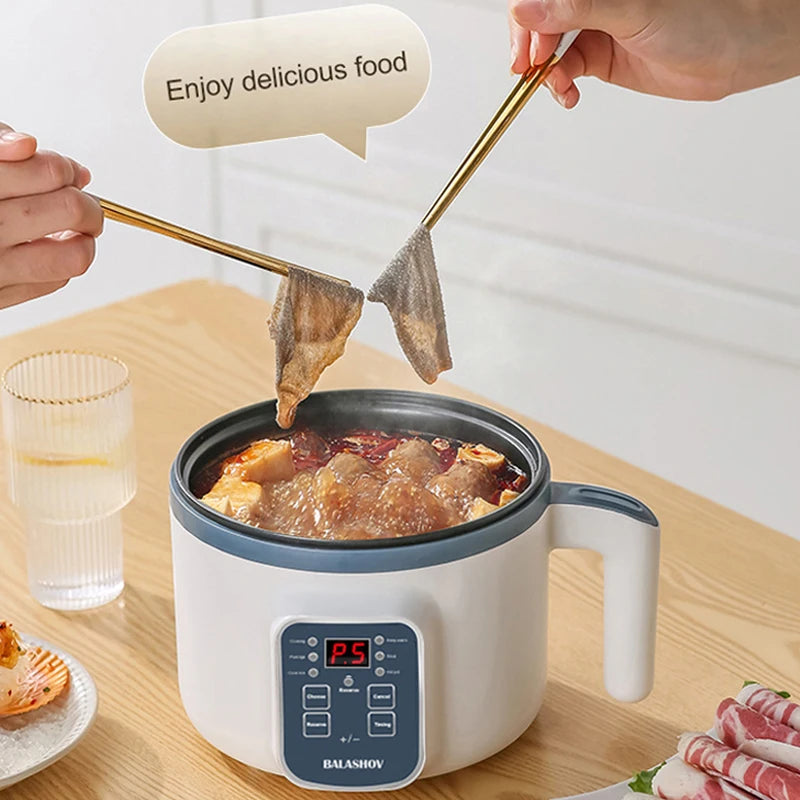 BALASHOV Compact Electric Rice Cooker 1.7L – Non-Stick Inner Pot, Steaming Basket Included
