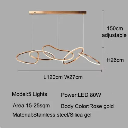 MZXFA Smart LED Pendant Light JLD0190 | Remote Dimmable, Modern Stainless Steel