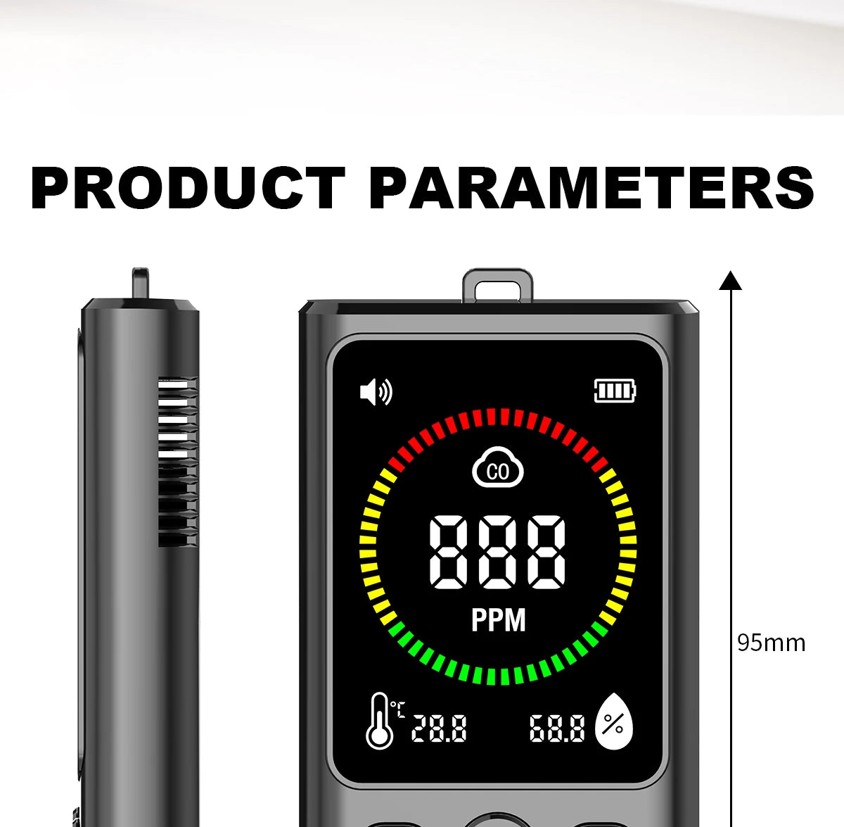 Portable Carbon Monoxide Detector with LCD Display, 85dB Alarm, Temp & Humidity Monitor, USB-C Rechargeable