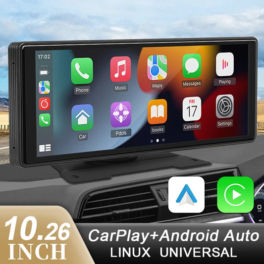10.26″ Smart Car Mirror Multimedia Player – Wireless CarPlay & Android Auto, Bluetooth, AUX & USB