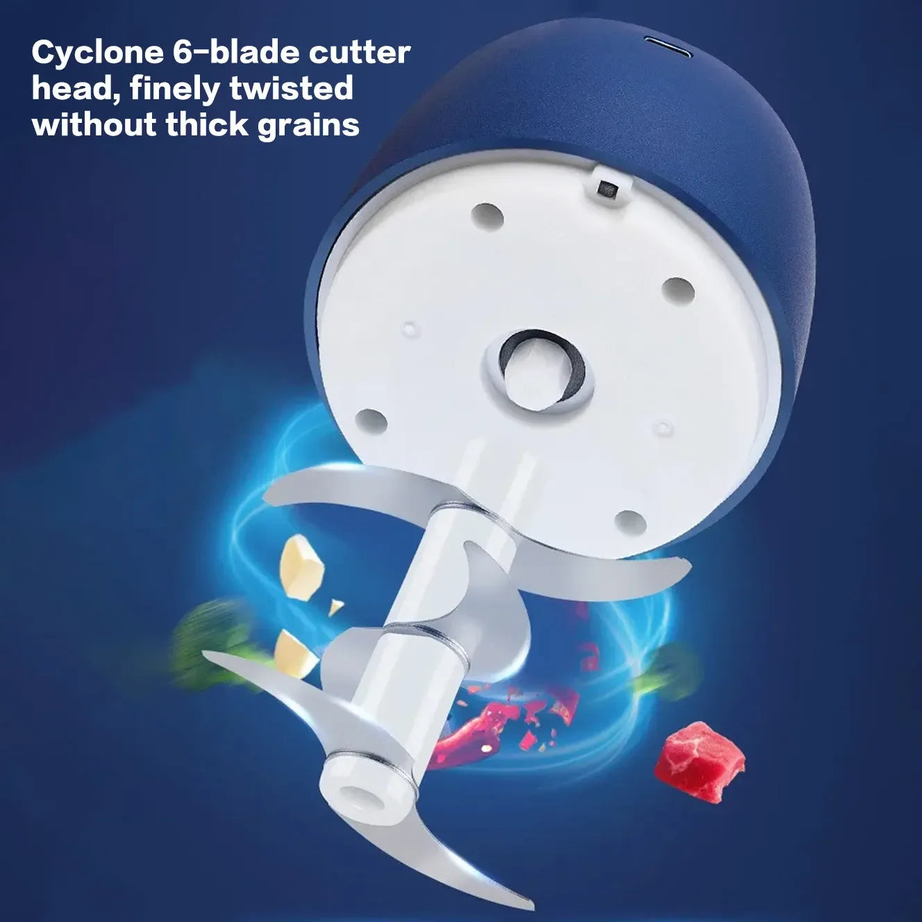 TINGBAI Portable Electric Garlic Chopper – 6-Blade USB-C Rechargeable Food Grinder