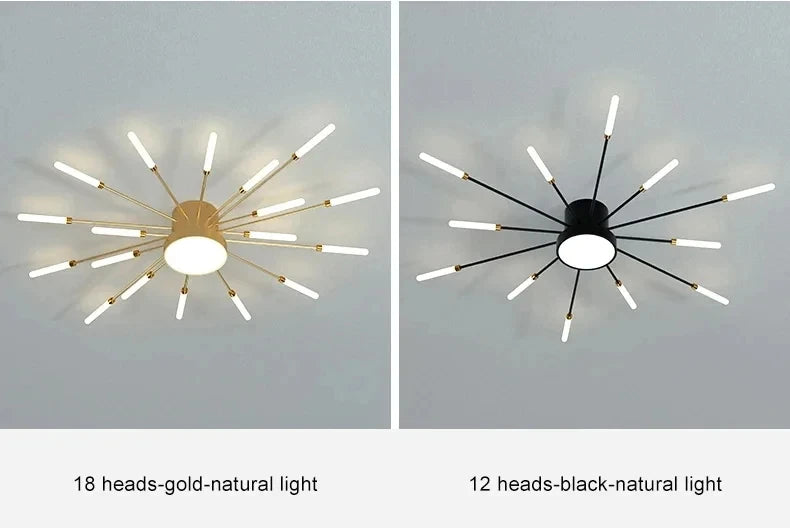 AuroraRealm Modern Black LED Ceiling Light | Large Diameter, Remote Control