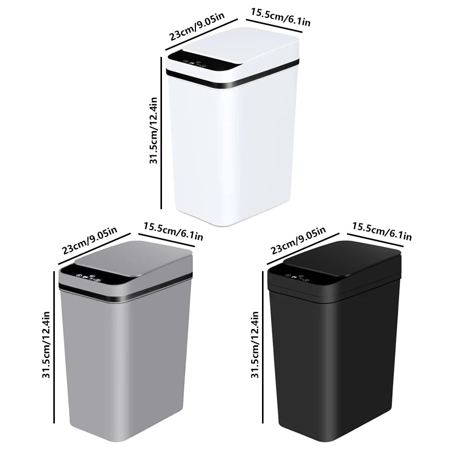 Hands-Free Induction Trash Bin – Rectangular Standing Waste Can for Home & Office