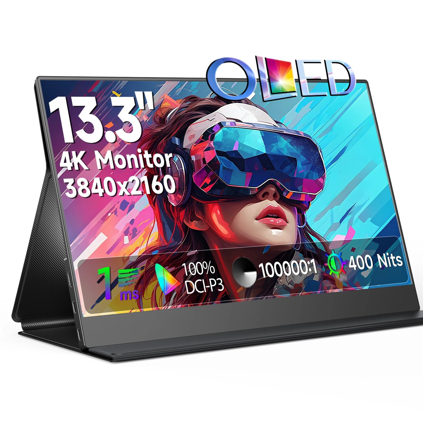 UPERFECT 13.3 Inch 4K OLED Portable Monitor with Speakers & USB-C / HDMI