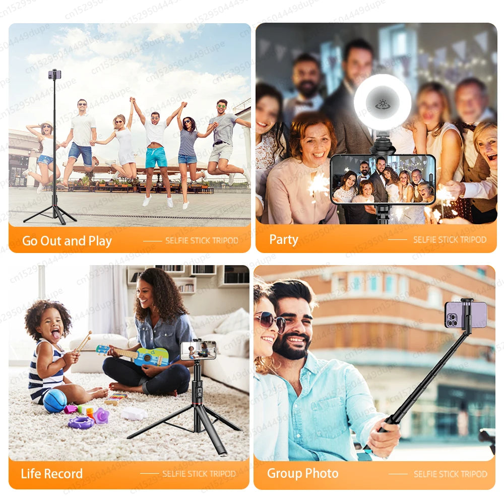 Hidden-Design Bluetooth Selfie Stick Tripod 183cm with Cold Shoe