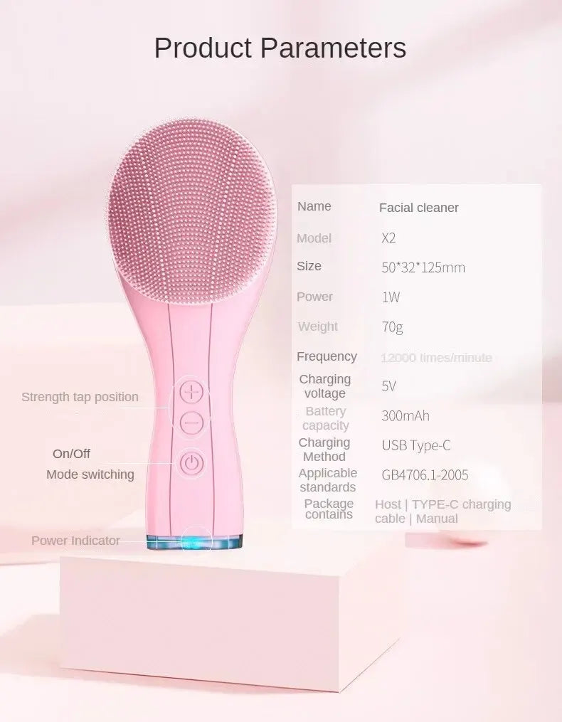 X2 Electric Face Cleansing Brush – IPX7 Rechargeable Acne & Blackhead Remover