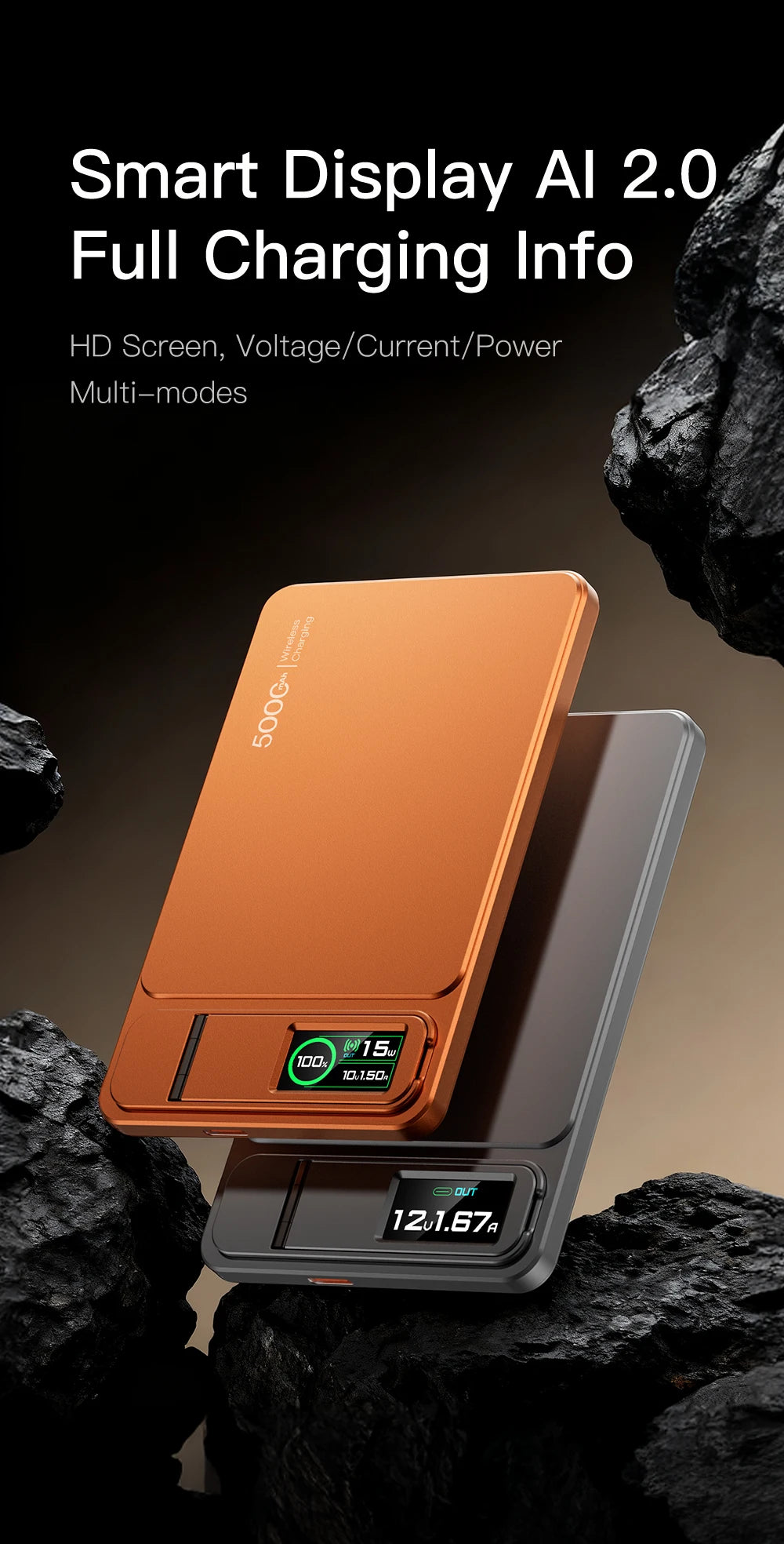 3-in-1 Wireless Power Bank 20W – MagSafe-Style Magnetic Charger with Smart Display & Stand