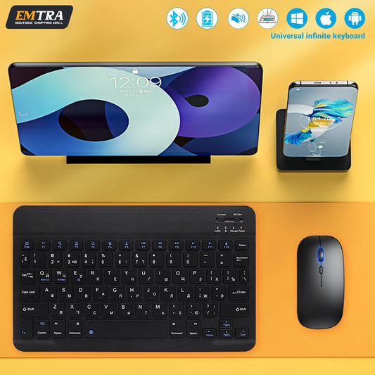 Bluetooth Keyboard with Wireless Mouse – Rechargeable, Home Office Ready