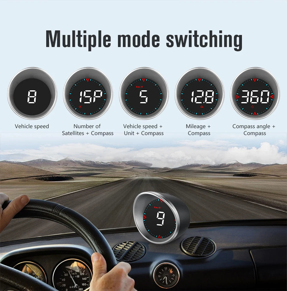 GPS Car Head-Up Display HUD – Digital Speedometer with Compass, Mileage & Fatigue Alert (Universal Fit)