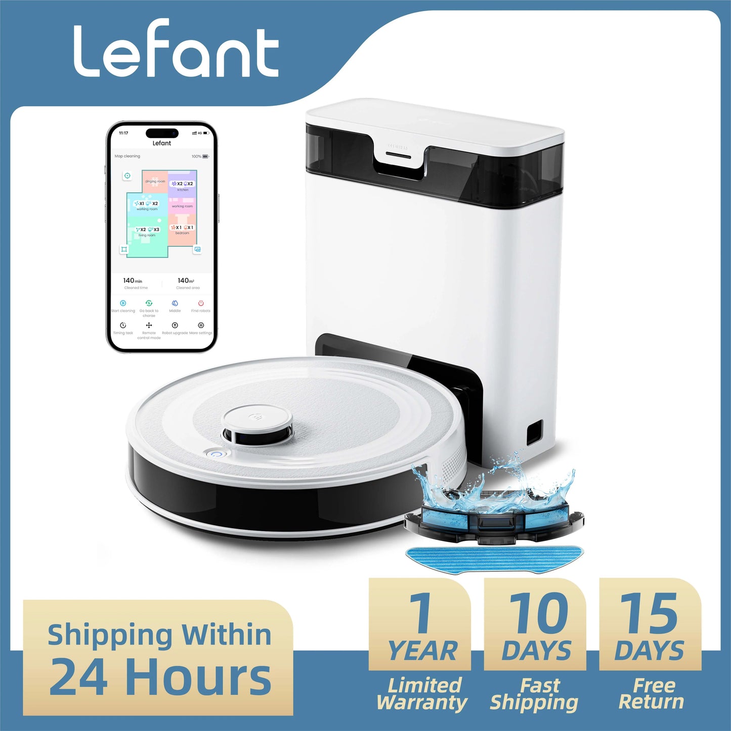 Lefant M2 Pro Smart Robot Vacuum Cleaner – LiDAR Navigation, Wet & Dry Cleaning, Alexa Ready