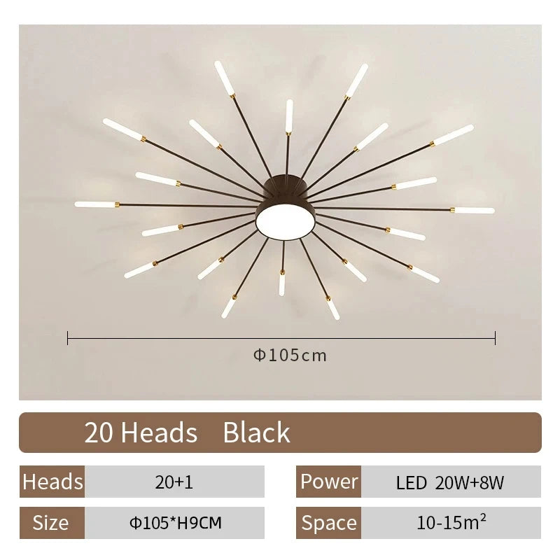 AuroraRealm Modern Black LED Ceiling Light | Large Diameter, Remote Control