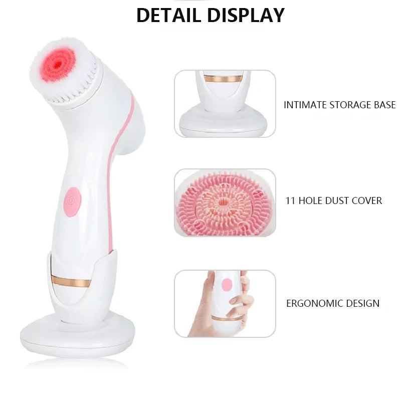 Electric Facial Cleanser – IPX7 Waterproof Multi-Brush Skin Cleaning Device