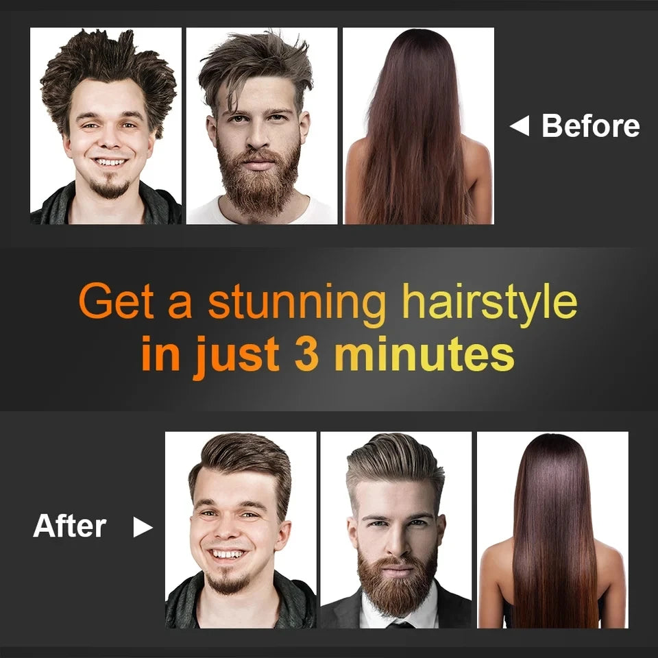 Electric Beard & Hair Straightener Brush – Anti-Scald Ceramic Heated Styling Comb
