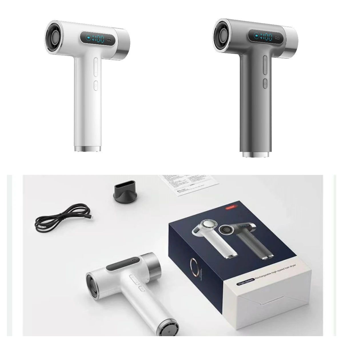 CHUBAN Wireless Hair Dryer – 100000RPM High Wind, USB-C Rechargeable