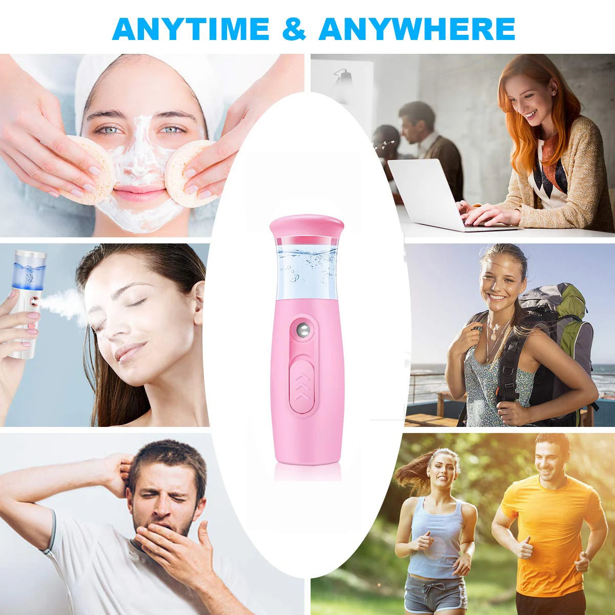 Portable Nano Face Steamer – USB Rechargeable Cold Mist Skin Hydrator
