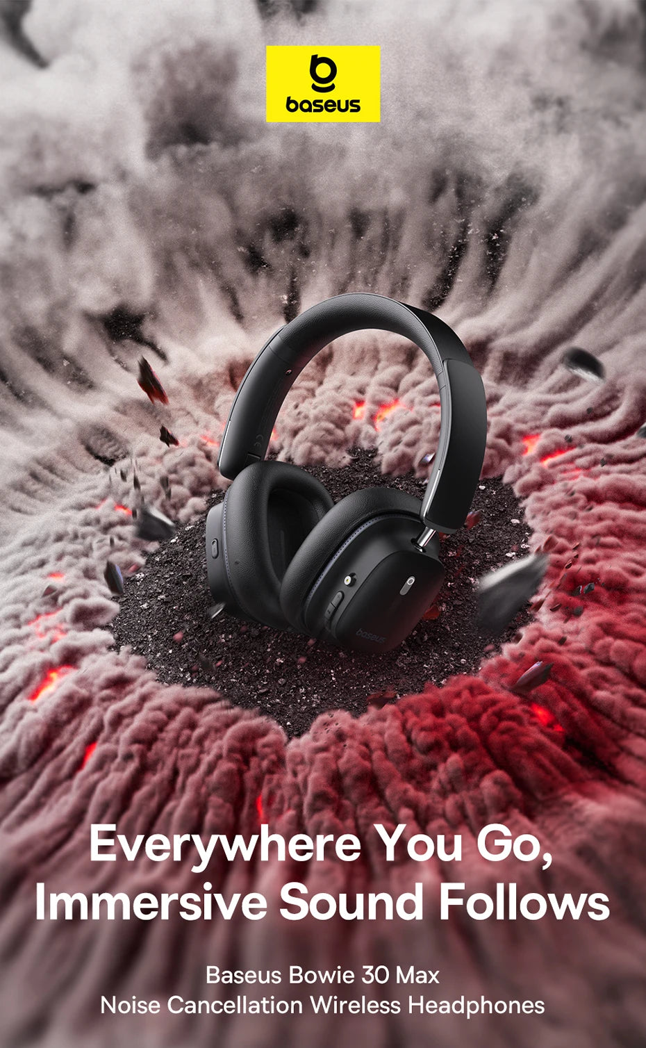 BASEUS Bowie 30 Max ANC Wireless Headphones – LDAC, Spatial Audio, 65H Battery