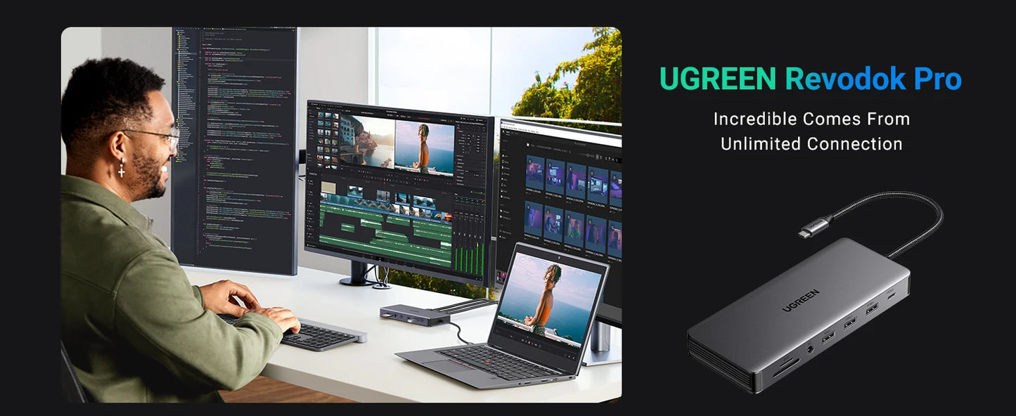 13-in-1 USB-C Docking Station – Triple 4K@60Hz Display, 100W PD, 10Gbps Hub