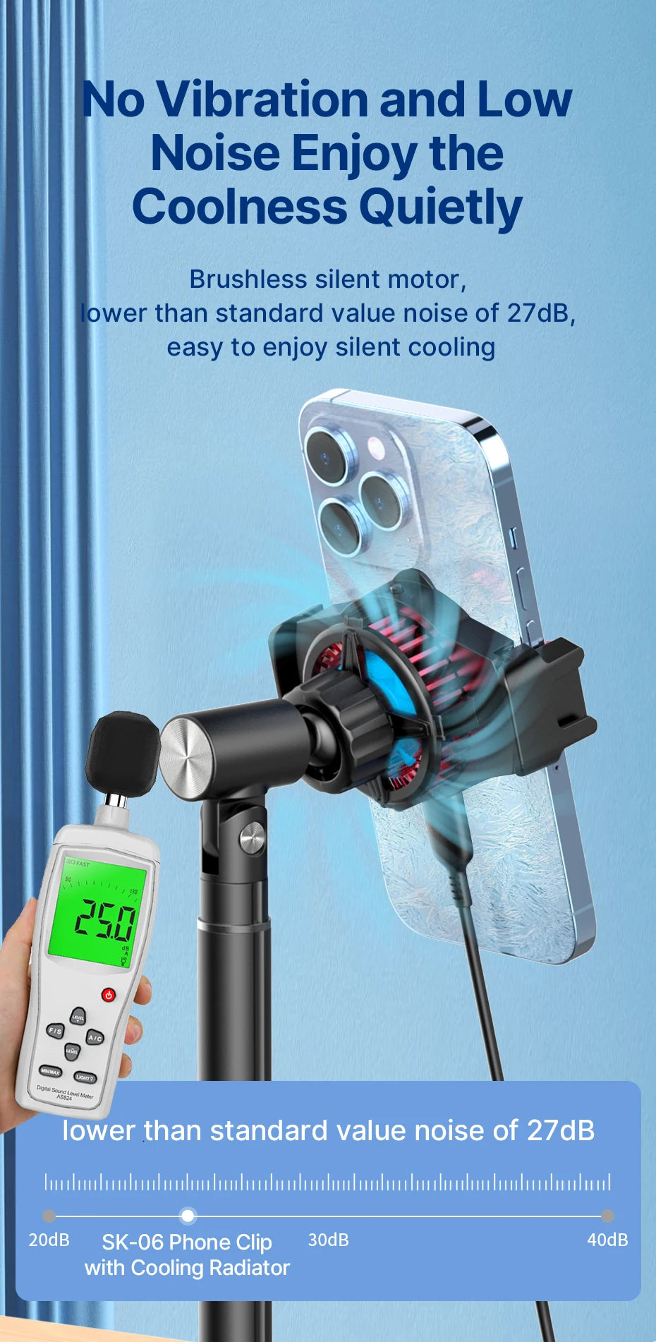 SK-06 Livestream Phone Clip with Cooling Radiator – Mobile Streaming Heat Control