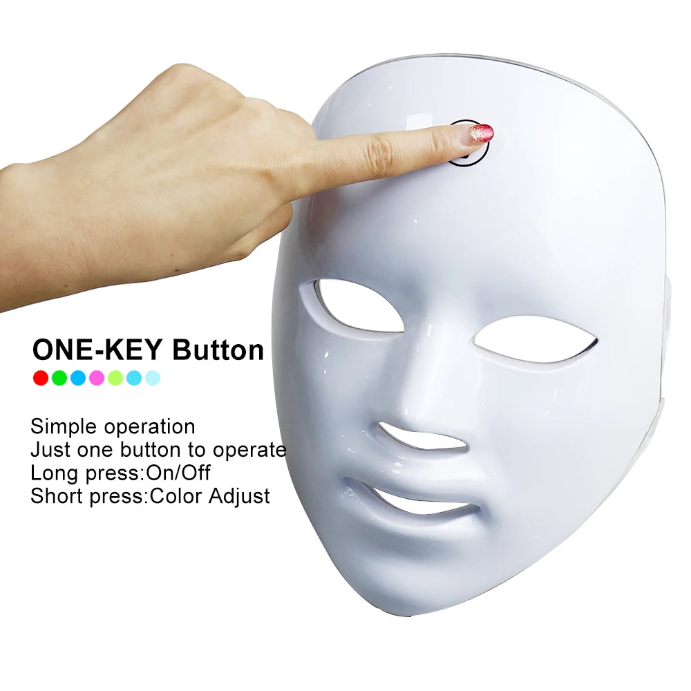 Portable LED Facial Mask with 7 Light Modes – USB Powered Skin Rejuvenation Device