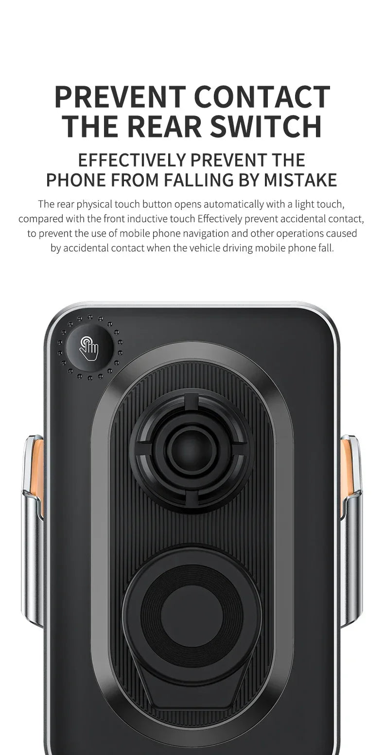 VIKEFON Qi Wireless Car Charger – One-Hand Auto Clamp with Cooling Fan