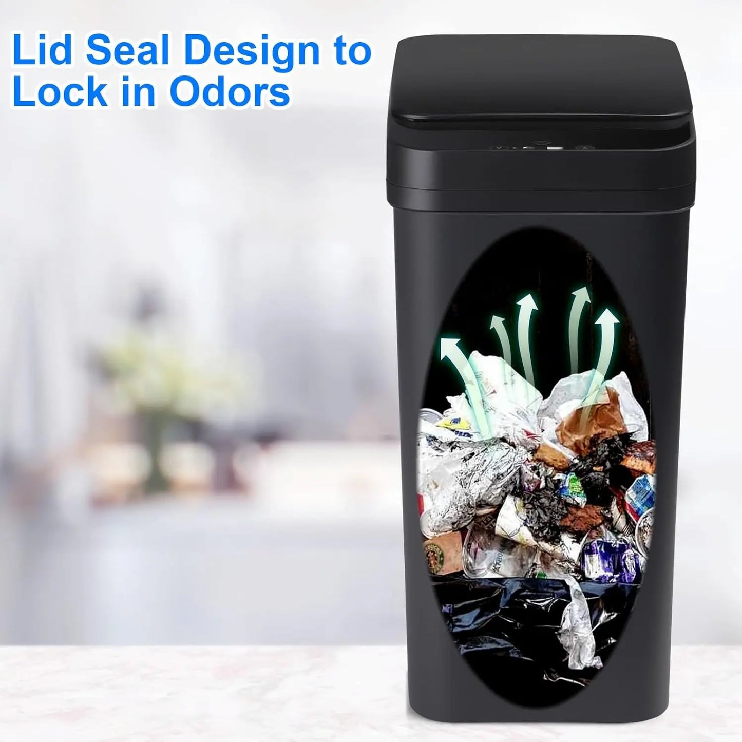 Hands-Free Induction Trash Bin – Rectangular Standing Waste Can for Home & Office