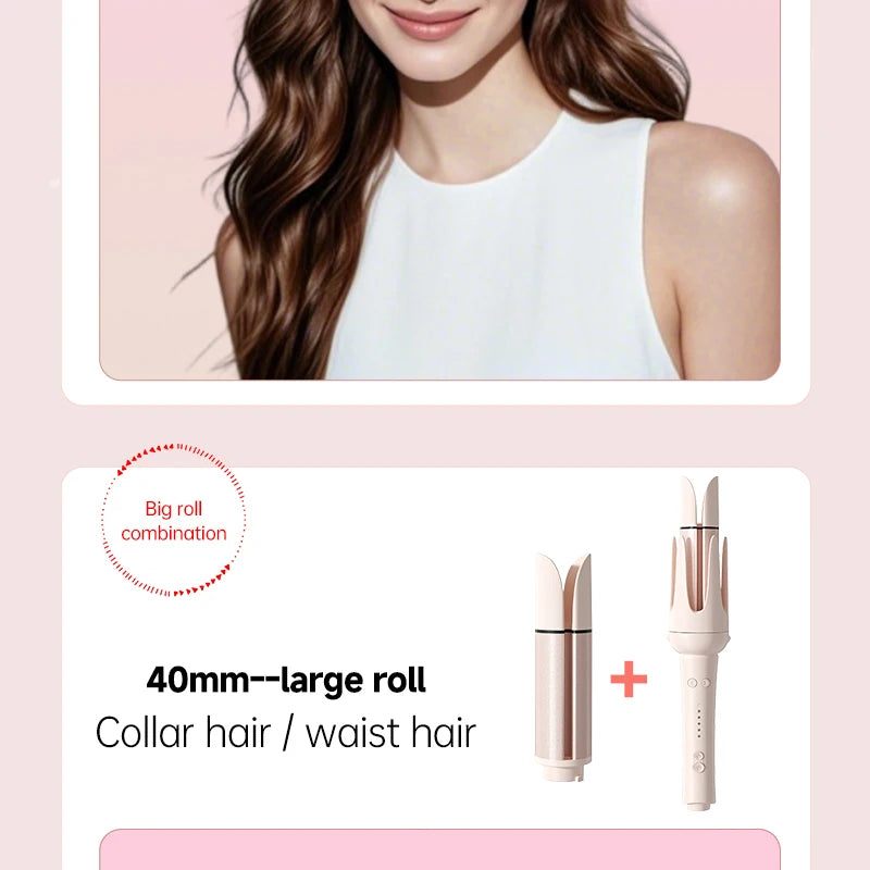 Automatic Rotating Hair Curler – 32mm Ceramic Wave Curling Iron with Interchangeable Barrels
