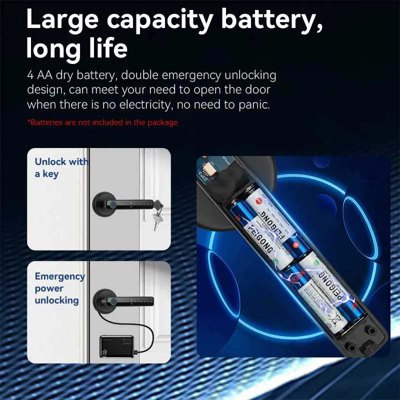 ZSF3 Smart Fingerprint Door Lock – Tuya Bluetooth App, Password & Key Unlock