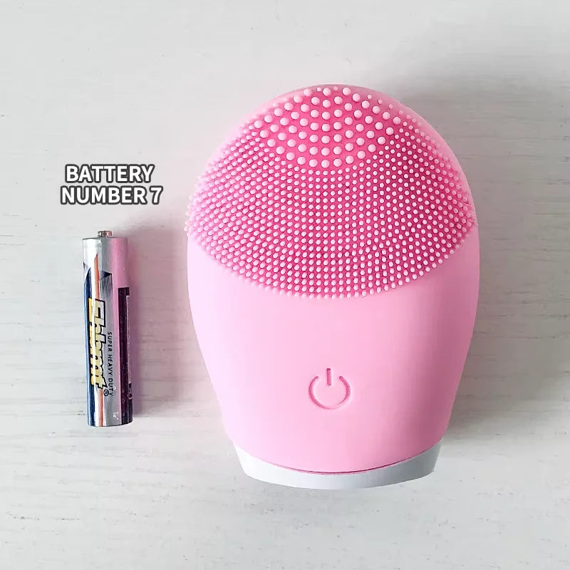 Electric Silicone Facial Cleansing Brush – High-Frequency Vibration Deep Clean & Massage Tool