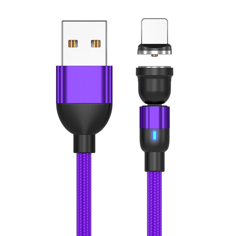 540° Rotating Magnetic Charging Cable | 3-in-1 USB-A to Type-C / Micro USB / Lightning