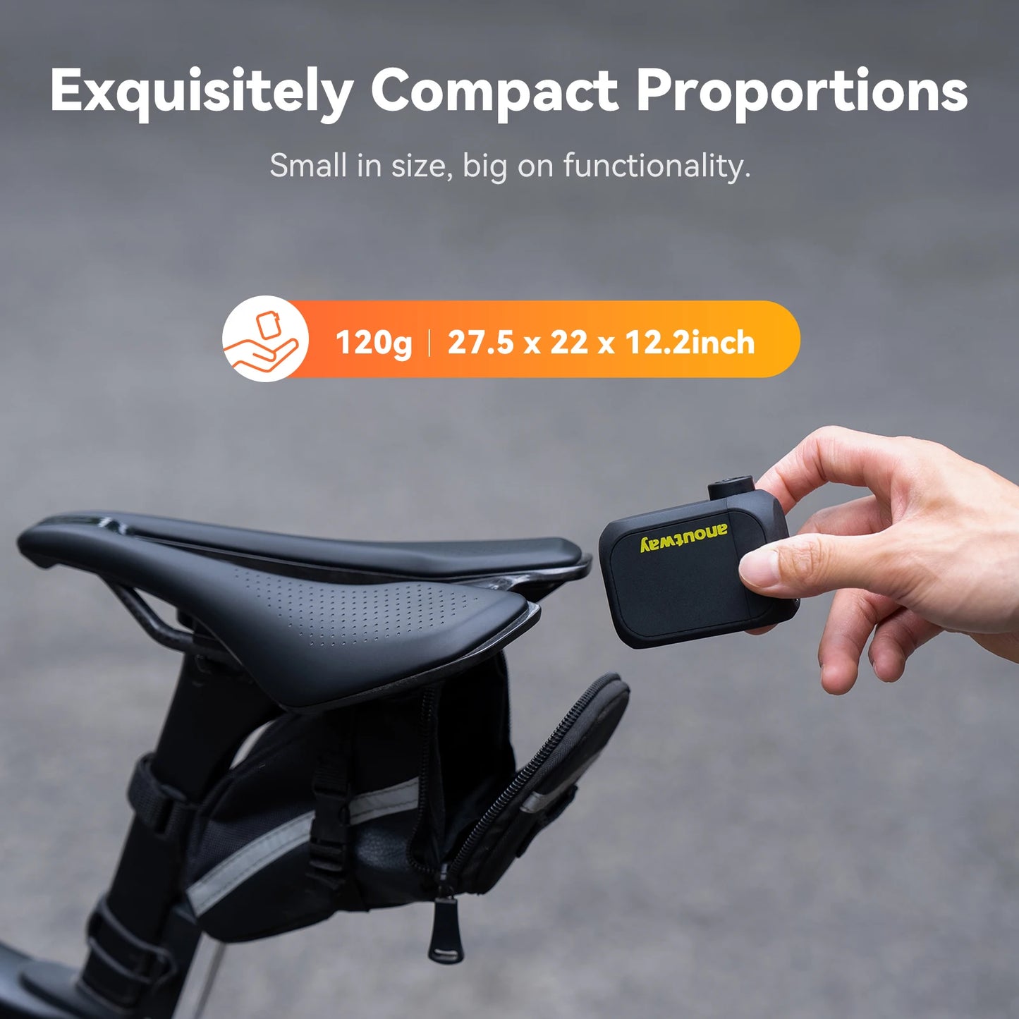 Anoutway AT1 Pro Mini Electric Bike Tire Inflator 120PSI Cordless Pump with Digital Display & Type-C Fast Charging