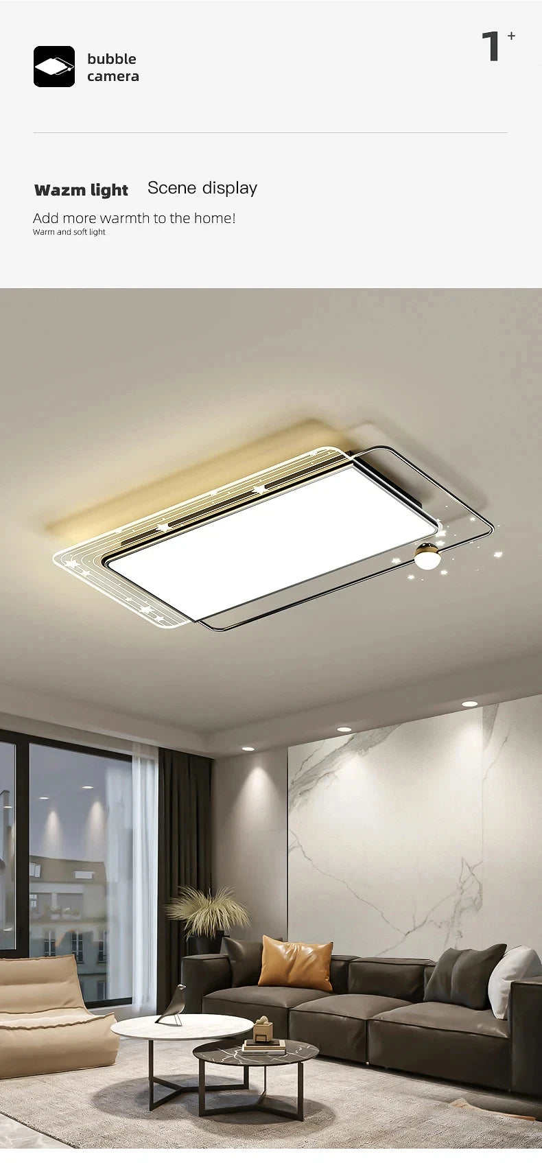 AuroraRealm Modern Ceiling Light with Remote | Gold LED Ceiling Lamp, 90–260V