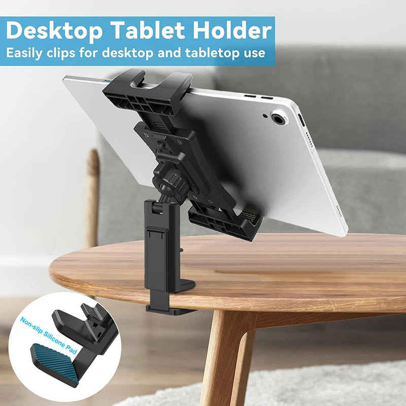 Airplane Phone Holder Clip-On – 360° Rotating Travel Phone Stand for Seat Tray & Desk