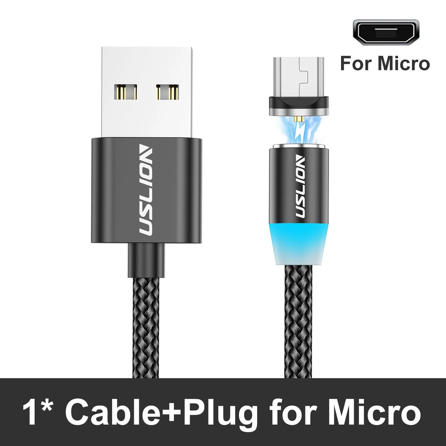 Magnetic Charging Cable 360 Degree – USB-A to Type-C / Lightning / Micro USB (2.4A)